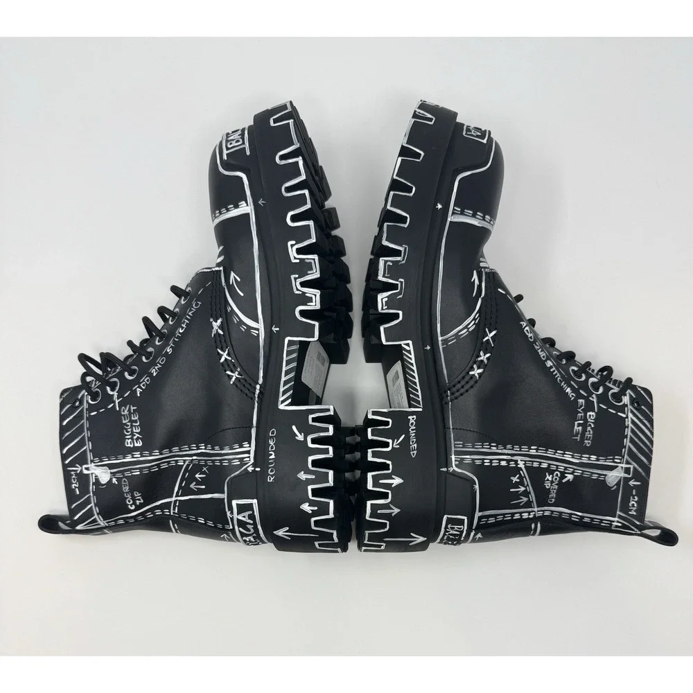 Balenciaga Strike Lace Up Graffiti Boots Size 9 US 42 EU - Picture 4 of 9
